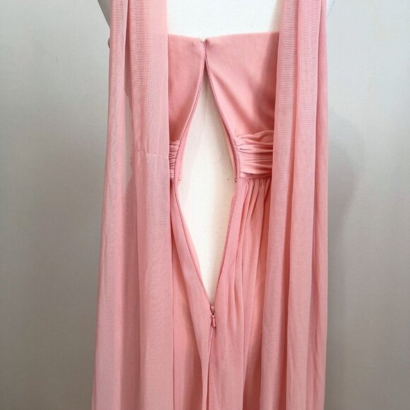 MAY QUEEN SOFT PINK CHIFFON MESH BRIDESMAID BAL GOWN DRESS - 4 - Picture 7 of 11